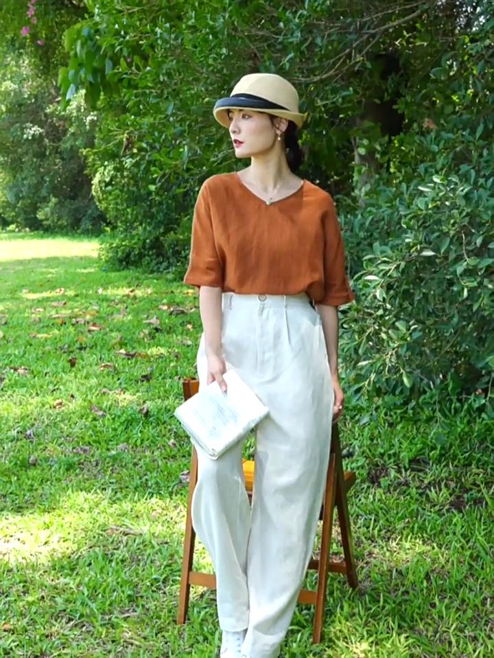 Johnature Woman Autumn Loose Vintage Solid Color Straight Leg Pants Washing Chinese Style Casual Retro Pants
