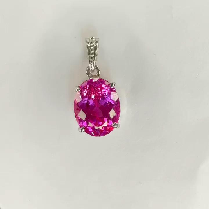 Natural Pink Sapphire Pendant 30 Ct Oval 925 Sterling Silver CERTIFIED For Gift My.pd-20-k