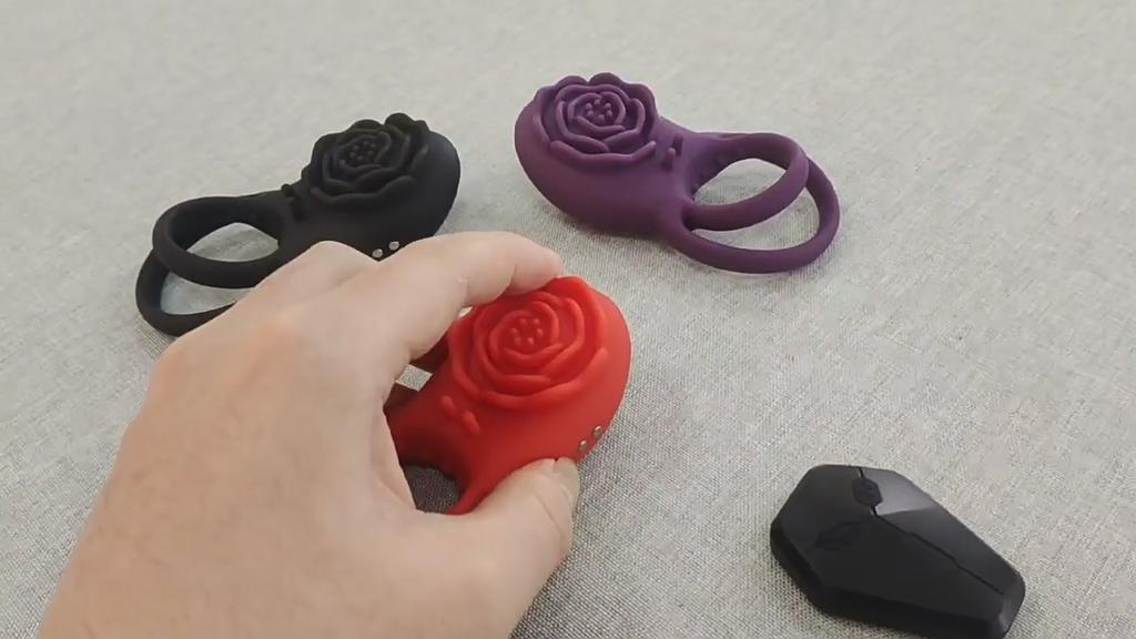 Vibrating Cock Ring with Rose Clitoral Stimulator Delayed Ejaculation Penis Rings Vibrator Couples Adult Sex Toys for Men Women