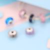 Bamoer Hot Selling Beautiful Pink Shimmer European Murano Glass Bead Charm Suitable for DIY Bracelet