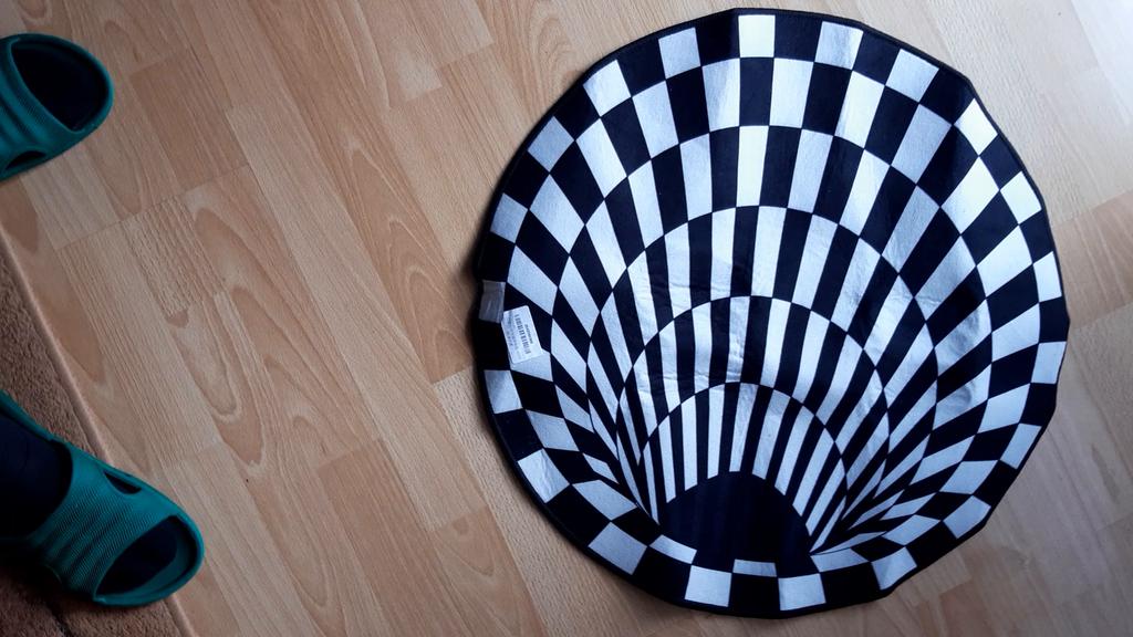 Tapis 3D Vortex Illusion Tianbi - Effet Visuel Noir Et Blanc, Ultra Doux Et Antidérapant Pour Salon, Chambre Ou Salle De Jeu