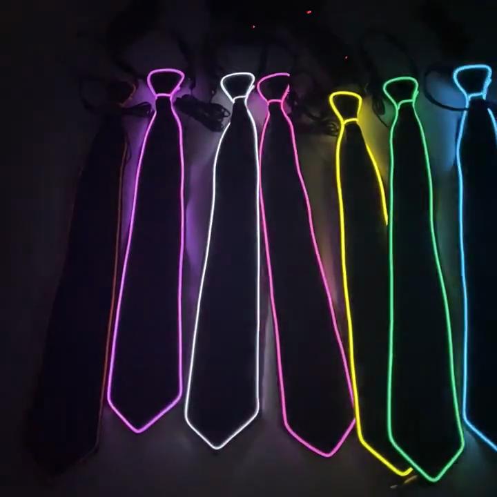 Makeup Show Luminous Tie Male Formal Wear Business Student Korean Version Groom Wedding Fashion Bar KTV Nightclub LED Glowing Tie