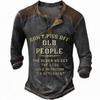 Retro Fashion Letter Printing Design Men's Long Sleeve Shirt, Casual Outdoor Shopping Men's T-shirt.