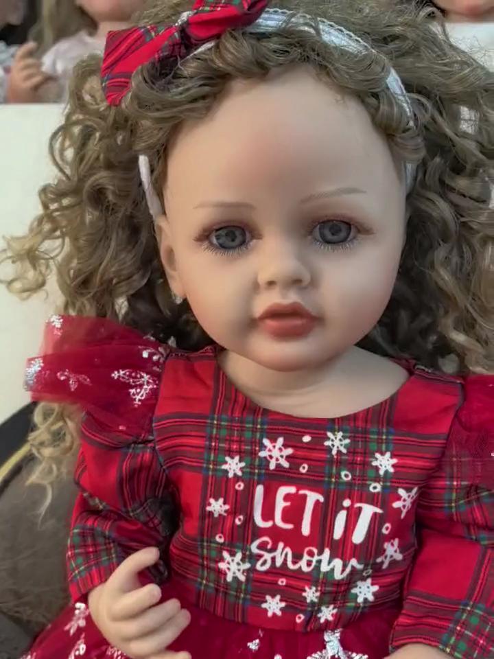 KEIUMI 55 Cm Christmas Gifts Reborn Baby Dolls Full Silicone Vinyl Princess with Curls Fashion Hollaween New Year Decoration Kids Playmates