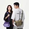 Colorblock Nylon Crossbody Bag with Grid Pattern Front Pocket Casual Sling Purse for Daily Travel