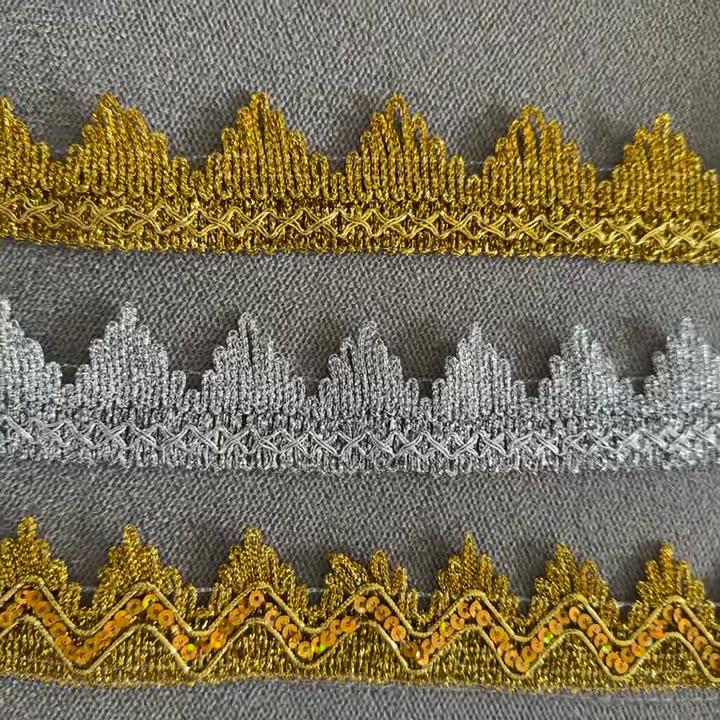 4 meters/13.12ft each pack Wavy Braided Lace Trim Ribbon Wave Golden Decorative Fabric Edge for Dress Sewing DIY Craft Wedding Garment Embellishment