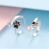 BAMOER Authentic Sterling Silver 925 Black Enamel Dog Paw Heart Adjustable Finger Rings for Women