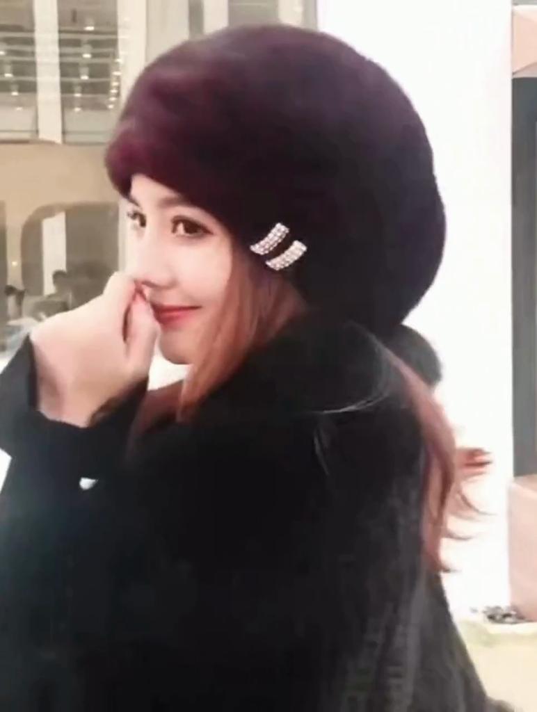 Mink Hat Women's Winter Warm Ear Protection Bag Head Middle-aged and Elderly Mother Model Beret Octagonal Snow Hat Imitation Fur