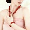Red Coral & Imitation Baroque Pearl Pendant Choker /Bracelet Set Women's Bohemian Bold Tropical Charm Wedding Jewelry Set