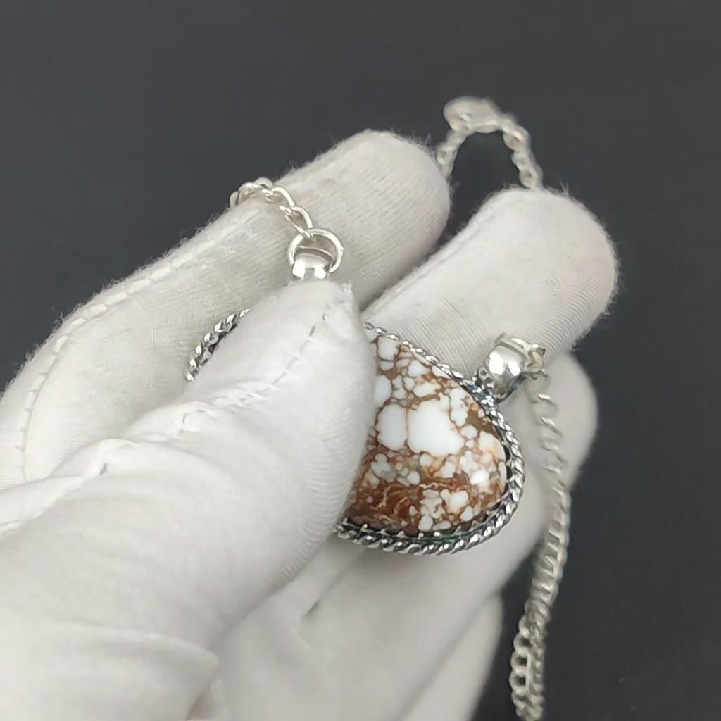 Wild Horse Jasper Gemstone Handmade 925 Sterling Silver Necklace Natural Wild Horse Handmade Jewelry Necklace For Women For Her