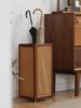 Chinese Style Solid Wood Rattan Umbrella Stand Freestanding Entryway Umbrella Storage Bucket