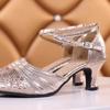 Women Latin Dance Shoes Soft Sole Tango Waltz Salsa Ballroom Dancing Shoes Close ToesSandals Heeled 5.5cm