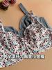 Ultra-thin Fine Cotton High-quality Wide Shoulder Straps Steel Ring Plus Size Bra European and American Printed Underwear