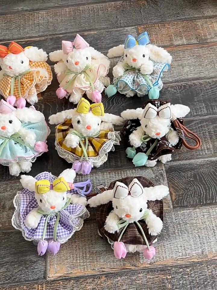 Plush Bunny Keychain With Tulip Dress For Kids And Adults
