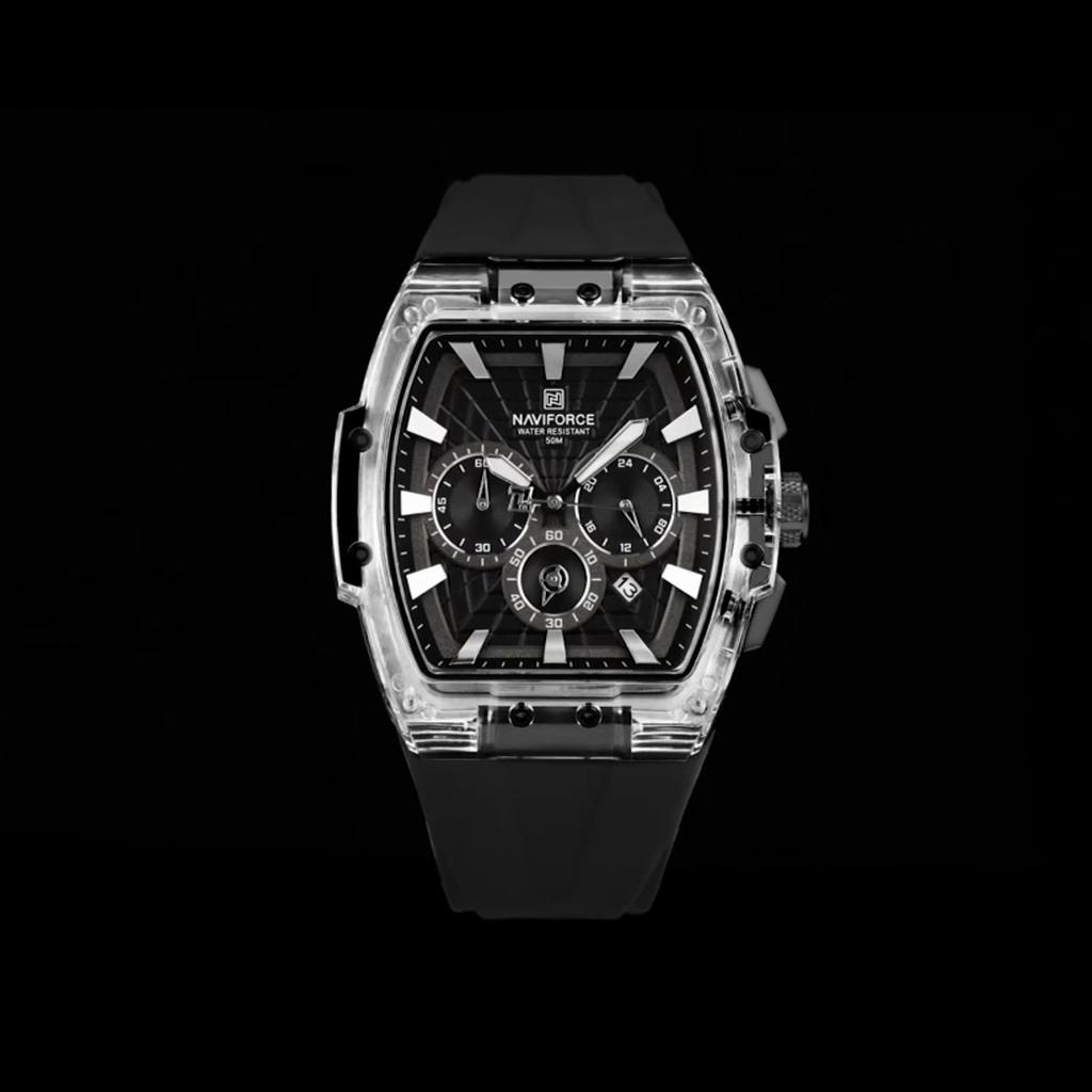 Men Watches Multifunctional Chronograph Wristwatches Luminous Hands Waterproof Silicone Strap Watch Square Dial