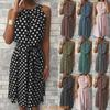 Vestido Midi de Lunares sin Mangas de Talla Grande de Moda para Celebraciones de Verano