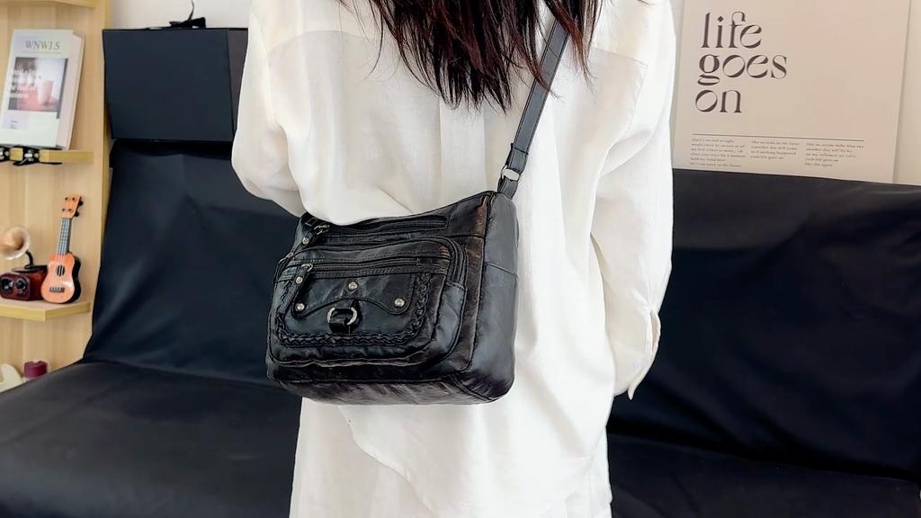 Vícevrstvá měkká kožená taška Dámská crossbody taška Taška přes rameno středního věku Taška pro maminku Taška na mobilní telefon