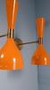 Orange Brass Diablo Wall Sconce Pair: 1950s Mid-Century Italian Lighting
