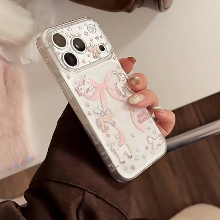 Pink Bow Pony Phone Case for iPhone 16, iPhone 17, iPhone 17 Pro Max