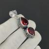 Dainty Red Garnet Gemstone Silver Pendant in 925 Sterling Silver - Handmade Pear Design, Everyday Wear Jewelry Party Wear Gift