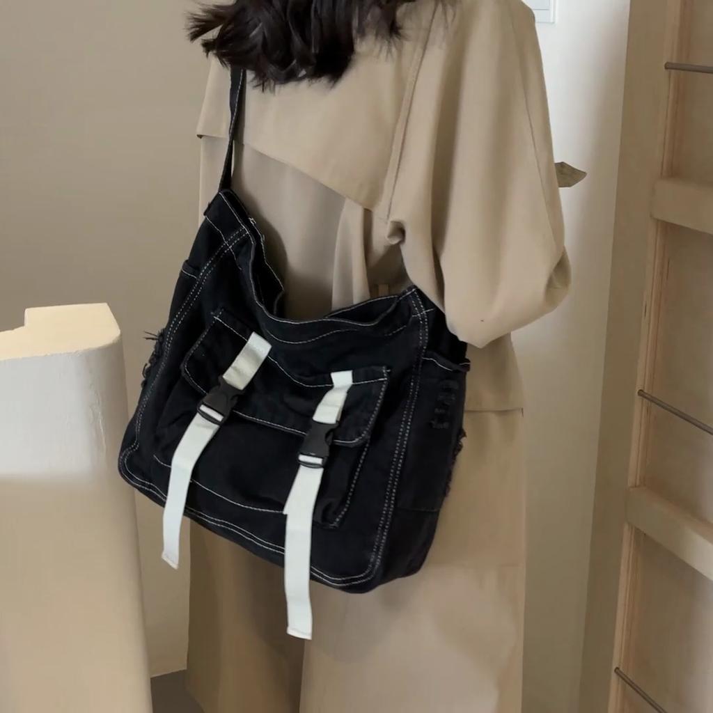 Large Capacity Denim Bag Women's Crossbody Bag Student Messenger Bag Tote Bag